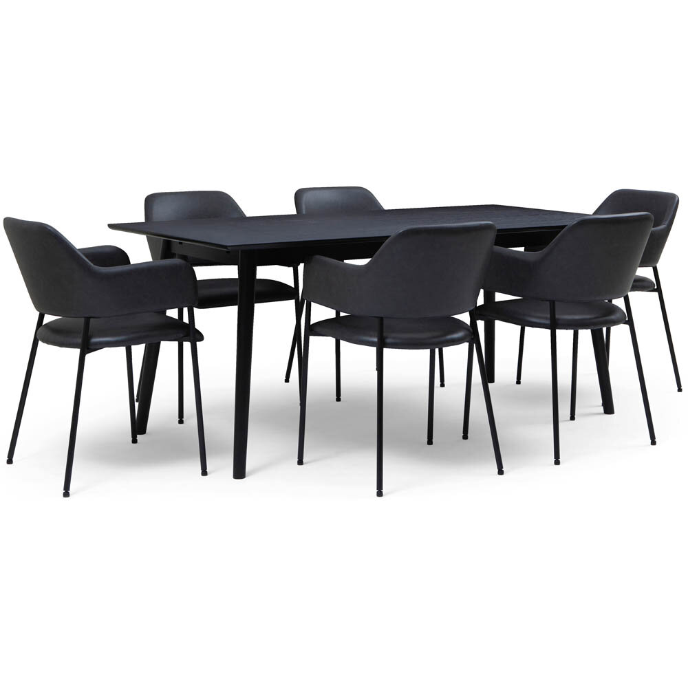 Matgrupp Åhus svart matbord och 6 Viva stolar