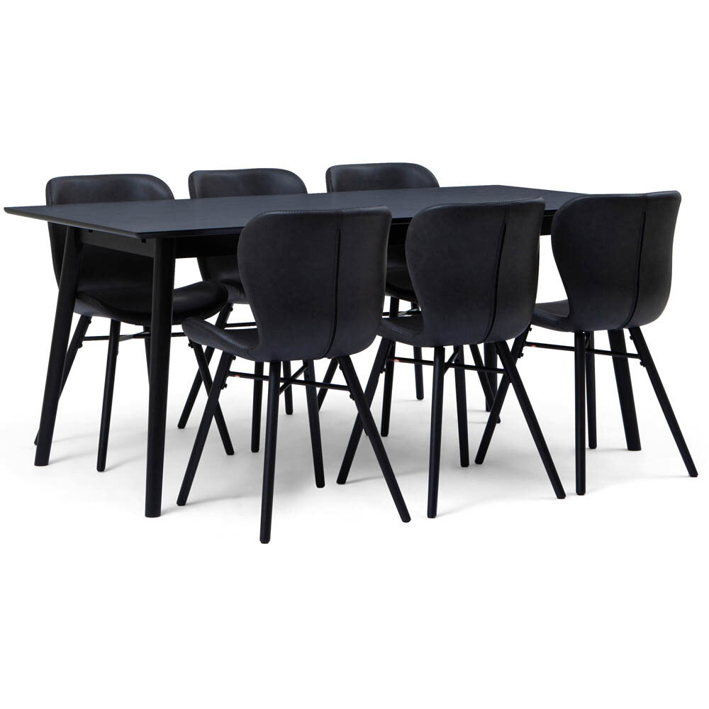 Matgrupp Åhus svart matbord och 6 Lotus stolar