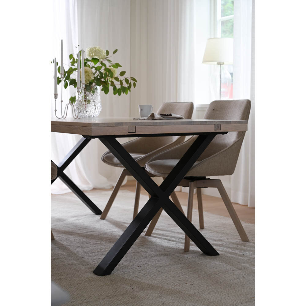 Matgrupp Brooklyn 170 cm och 6 Alison beige vitpigmenterade stolar