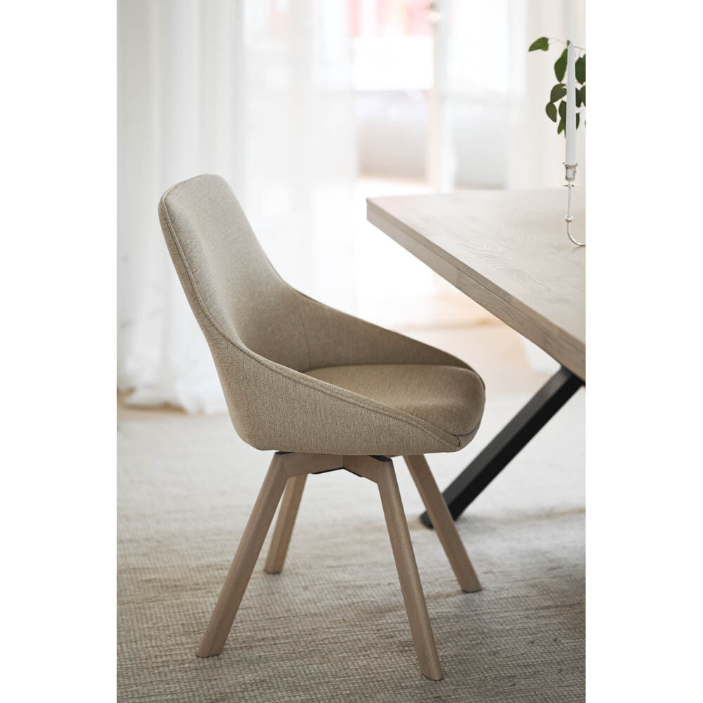 Matgrupp Brooklyn 170 cm och 6 Alison beige vitpigmenterade stolar