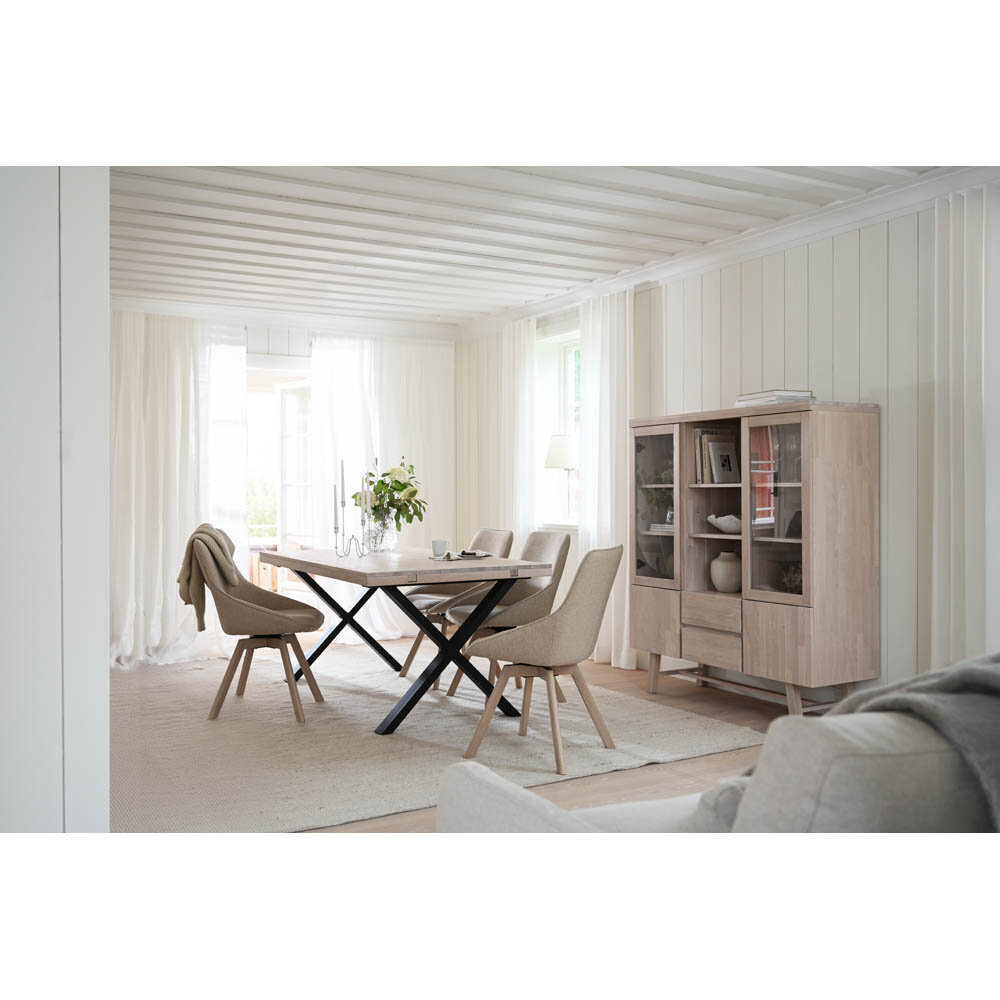 Matgrupp Brooklyn 170 cm och 6 Alison beige vitpigmenterade stolar