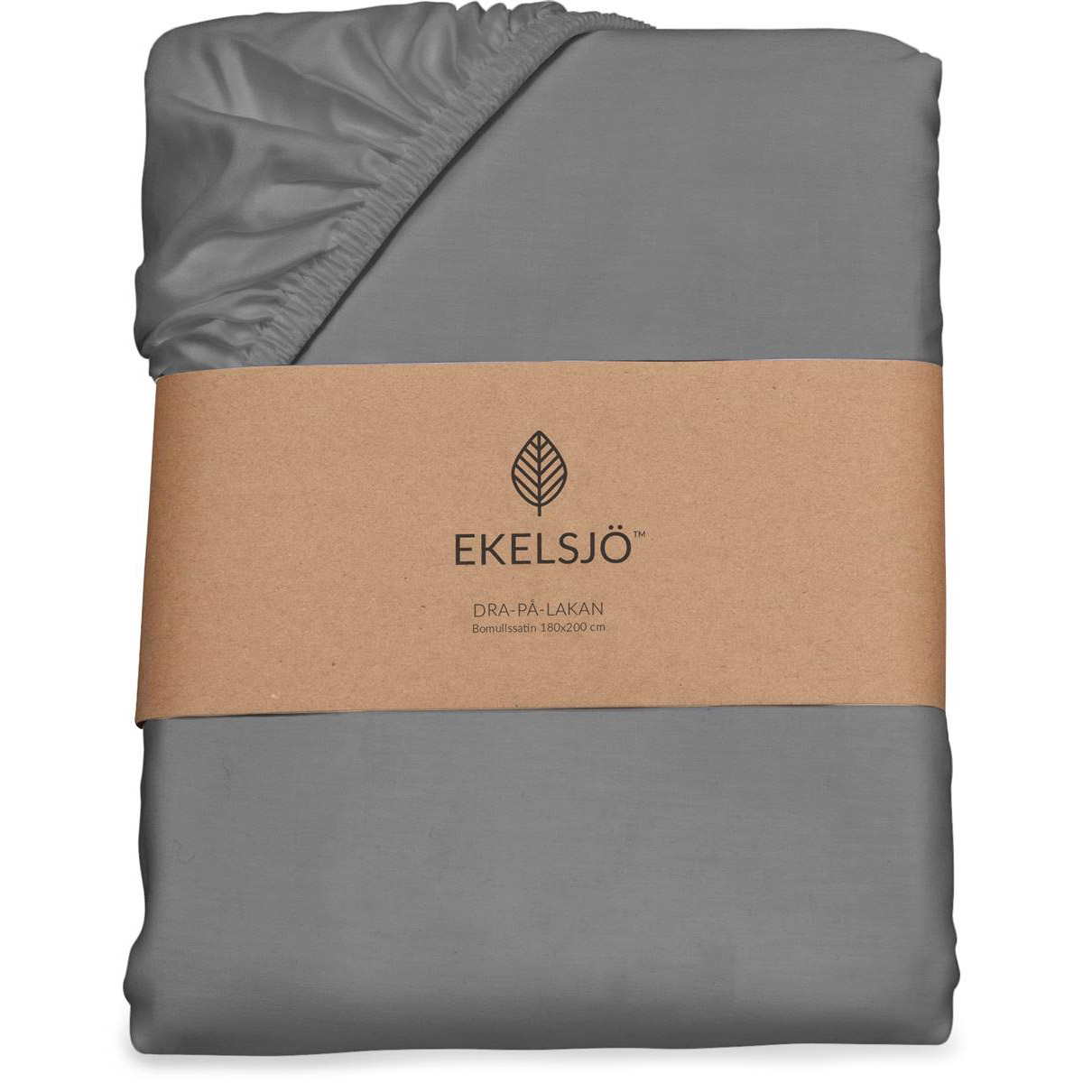 Ekelsjö dra-på-lakan 160 grå satin