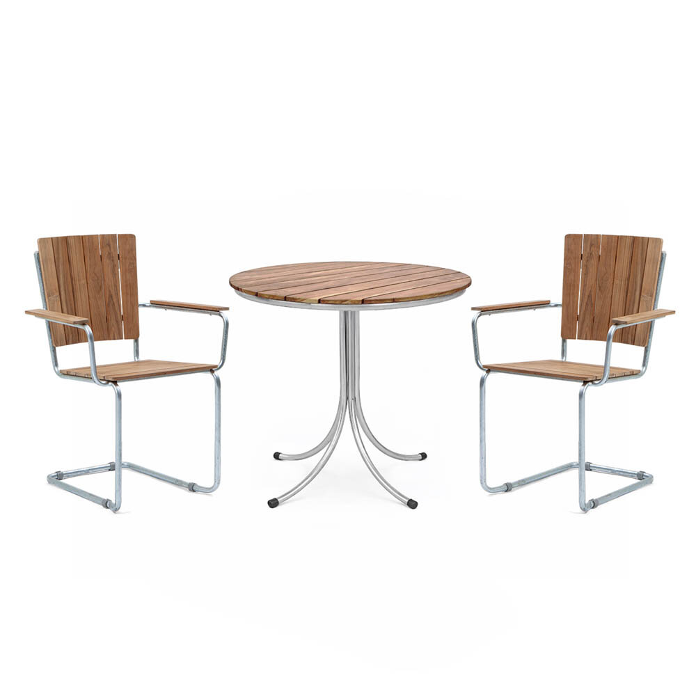 Utegrupp Torö runt bord 70 cm och 2 stolar