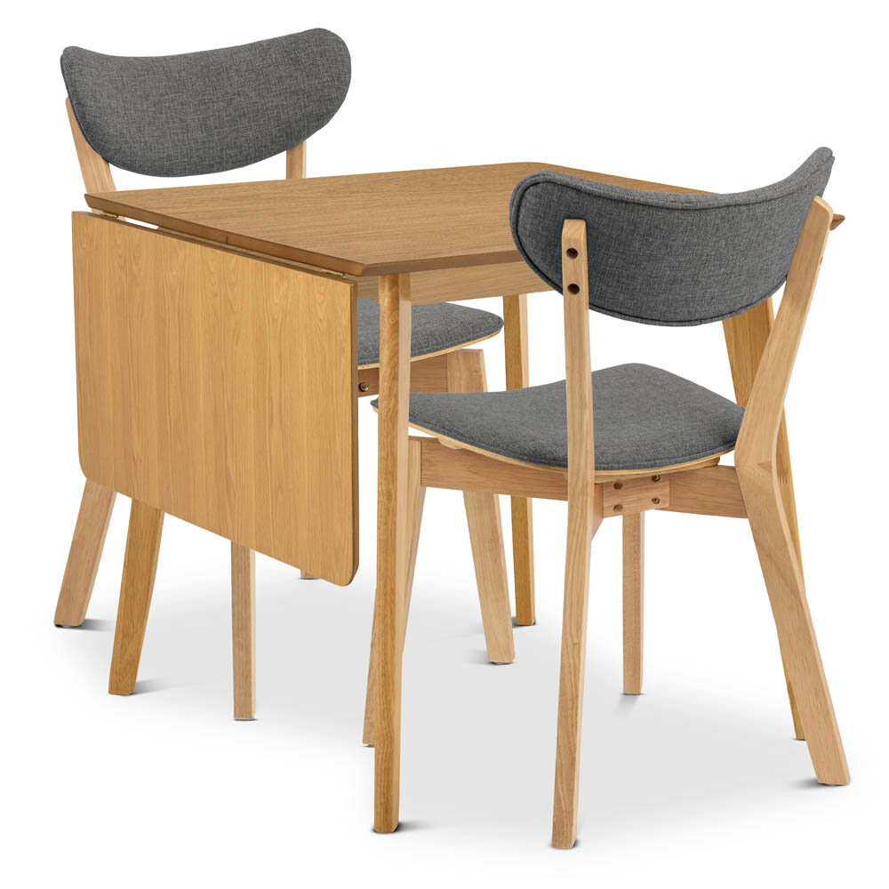 Matgrupp Yoko klaffbord 80/120 cm och 2 Yoko stolar med tygsits