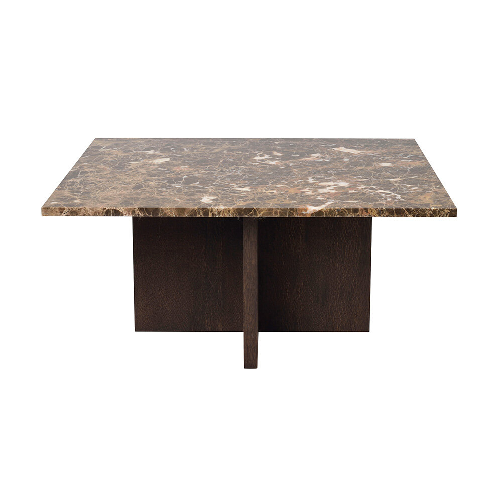 Brooksville soffbord 90x90 cm med bordsskiva i brun marmor