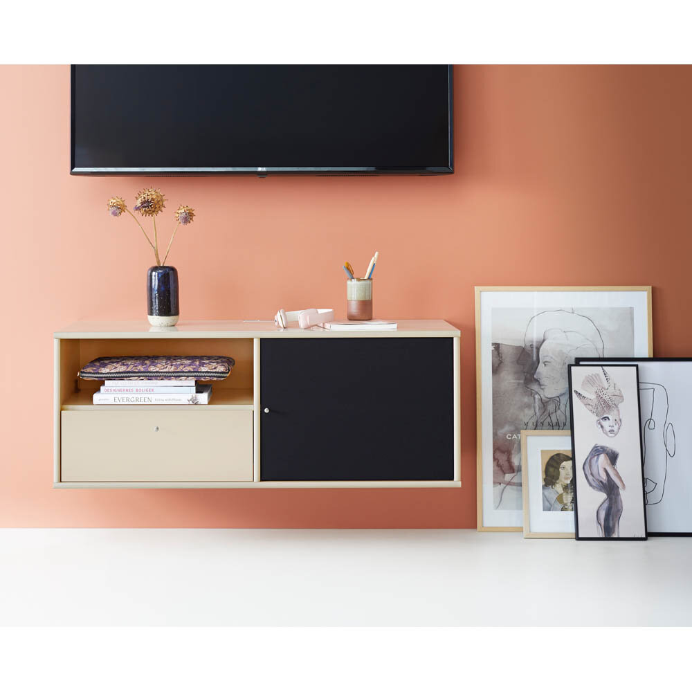 Mistral TV-bänk med tygdörr/låda 108 cm beige