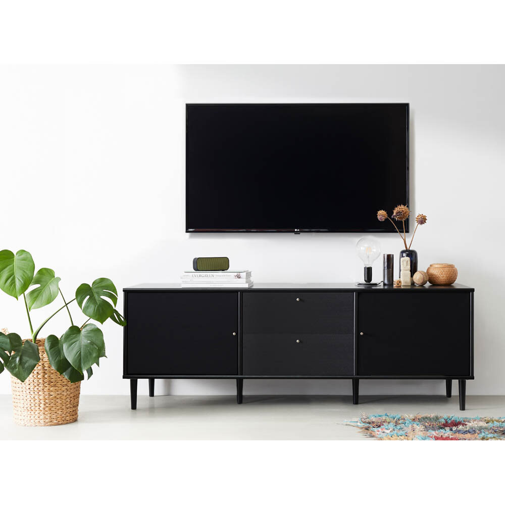 Mistral TV-bänk med tygdörrar/lådor 161 cm svart