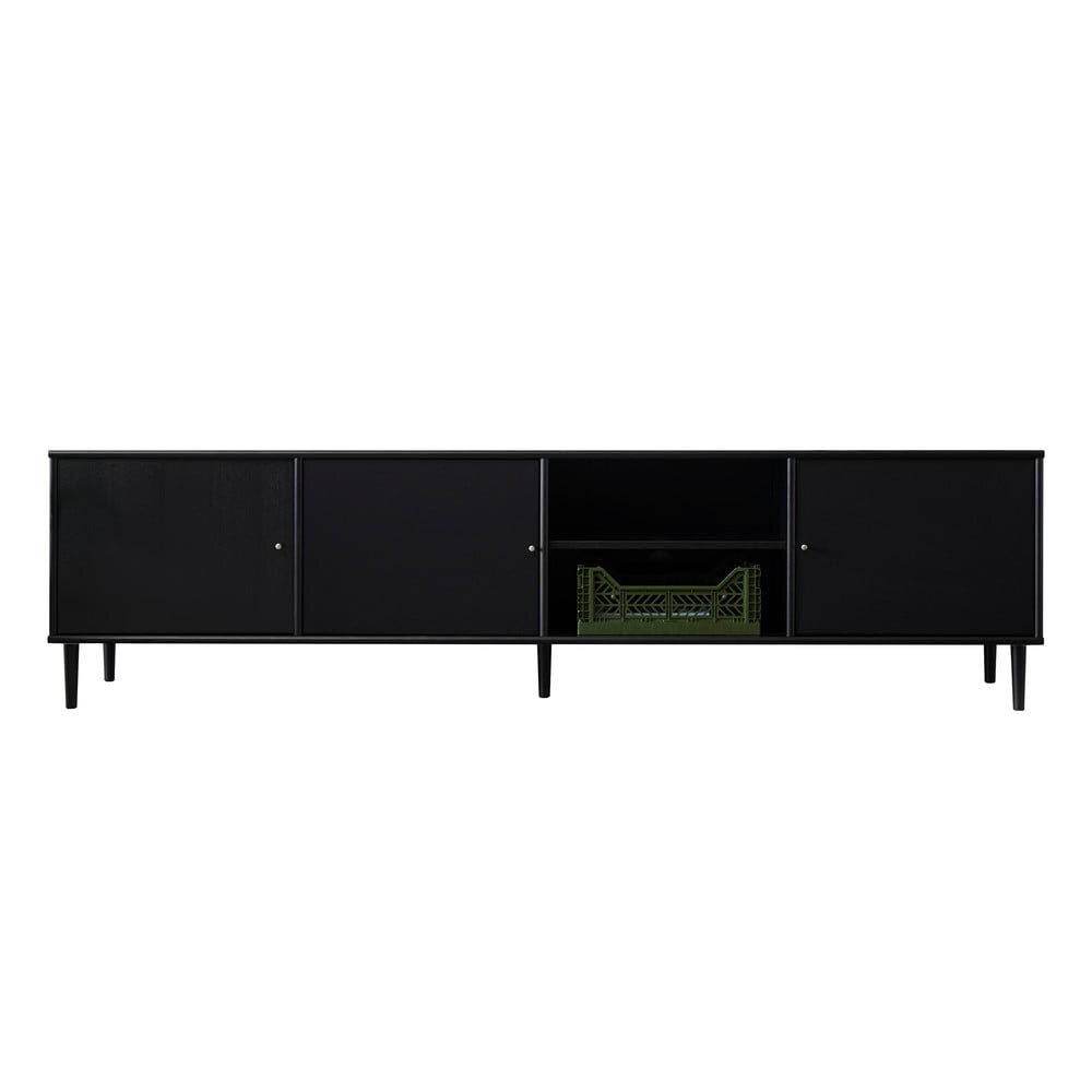 Mistral TV-bänk med tygdörrar/trädörr 214 cm svart
