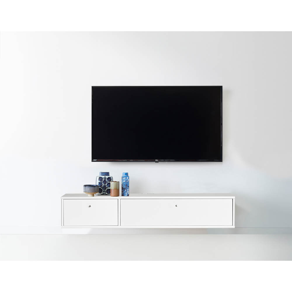 Mistral TV-bänk med träluckor 133 cm vit