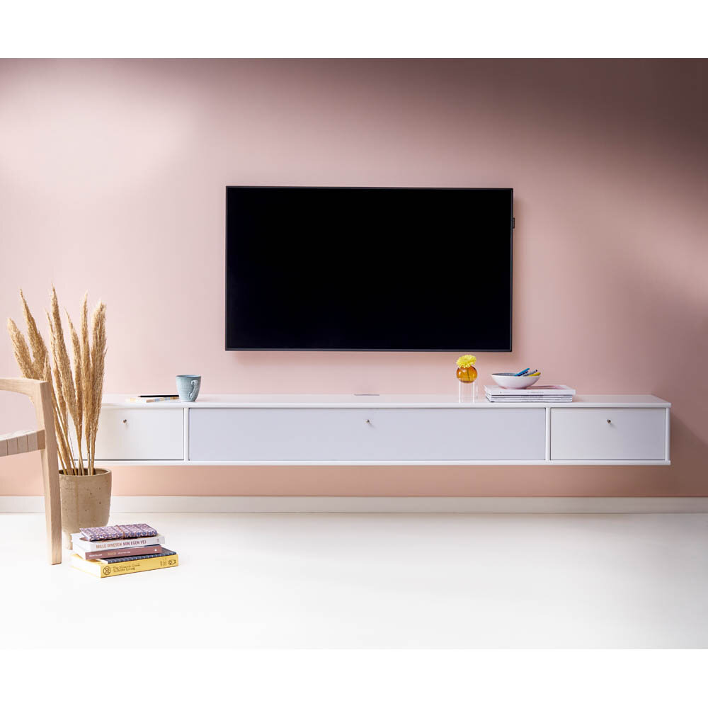 Mistral TV-bänk med lådor/tyglucka 220 cm vit