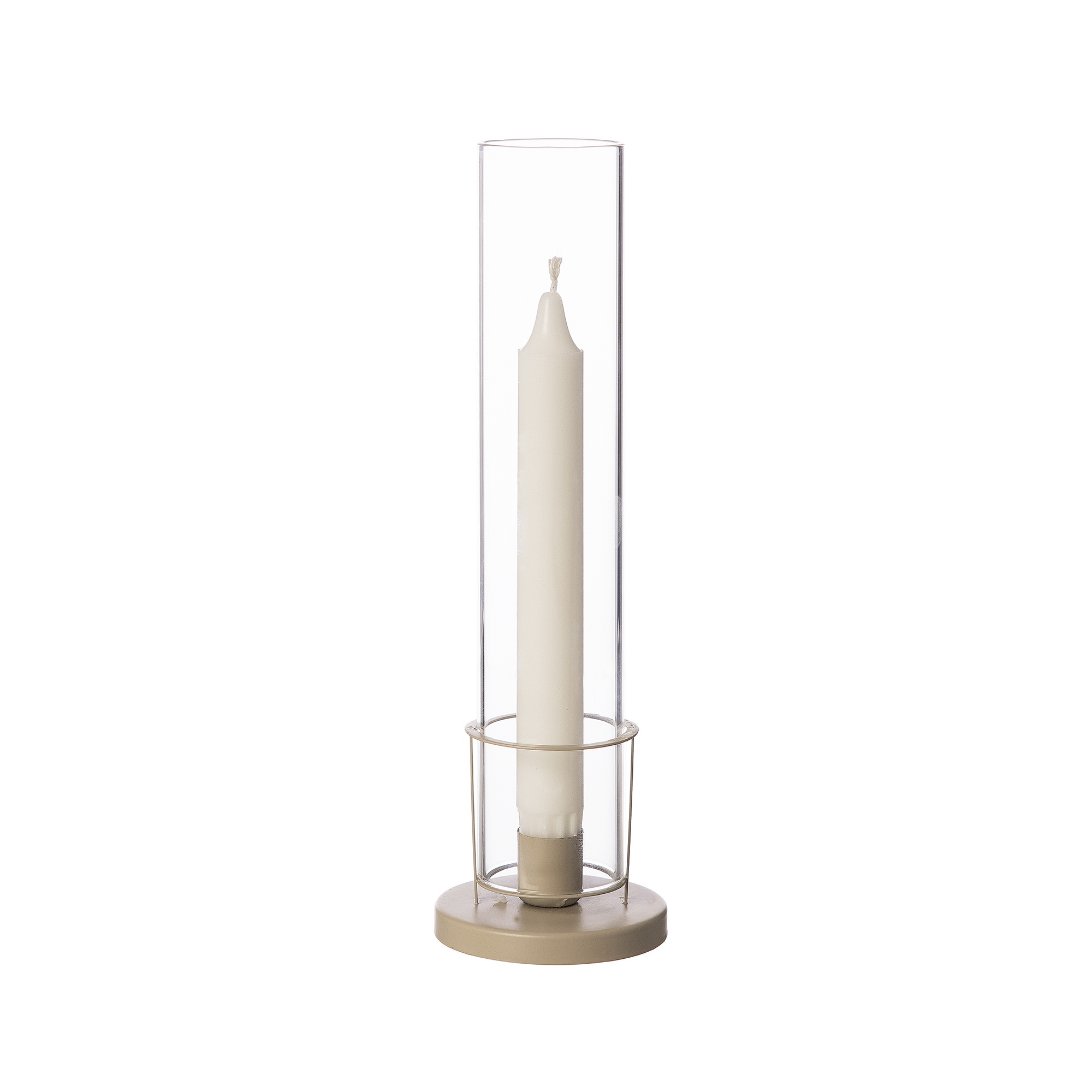 Ernst ljusstake metall/glas beige