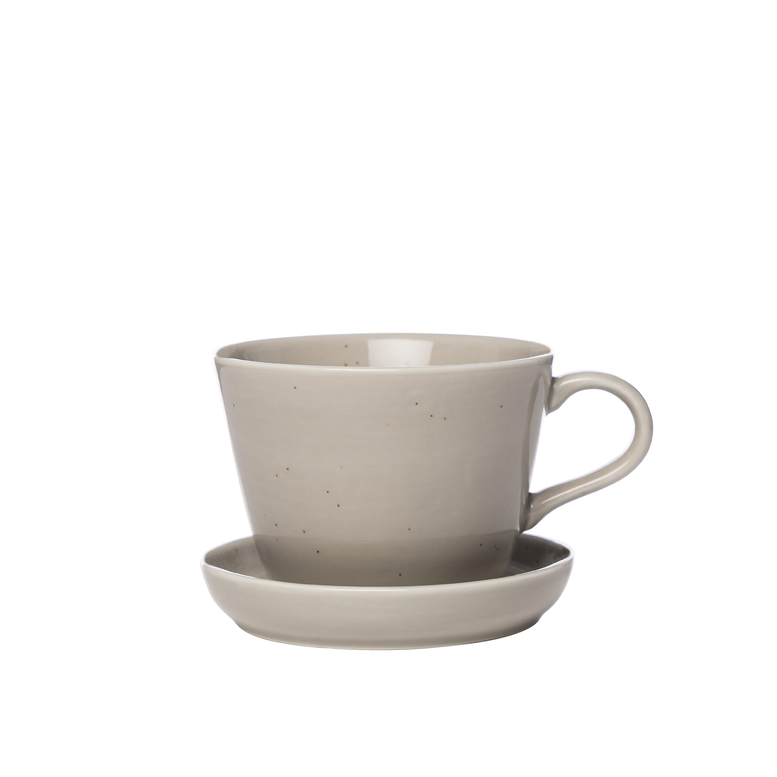 Ernst Kaffekopp med fat glaserad porslin sand